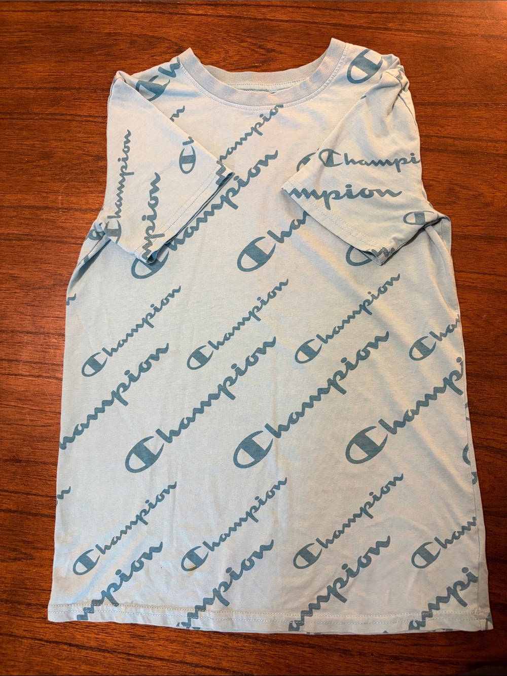 Champion Light Blue Logo Print Tee - Picture 4 of 4